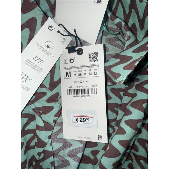 Zara The Lissie Shirt Bloggers Favorite Beach Resort Printed Cotton Medium NWT - Picture 5 of 5